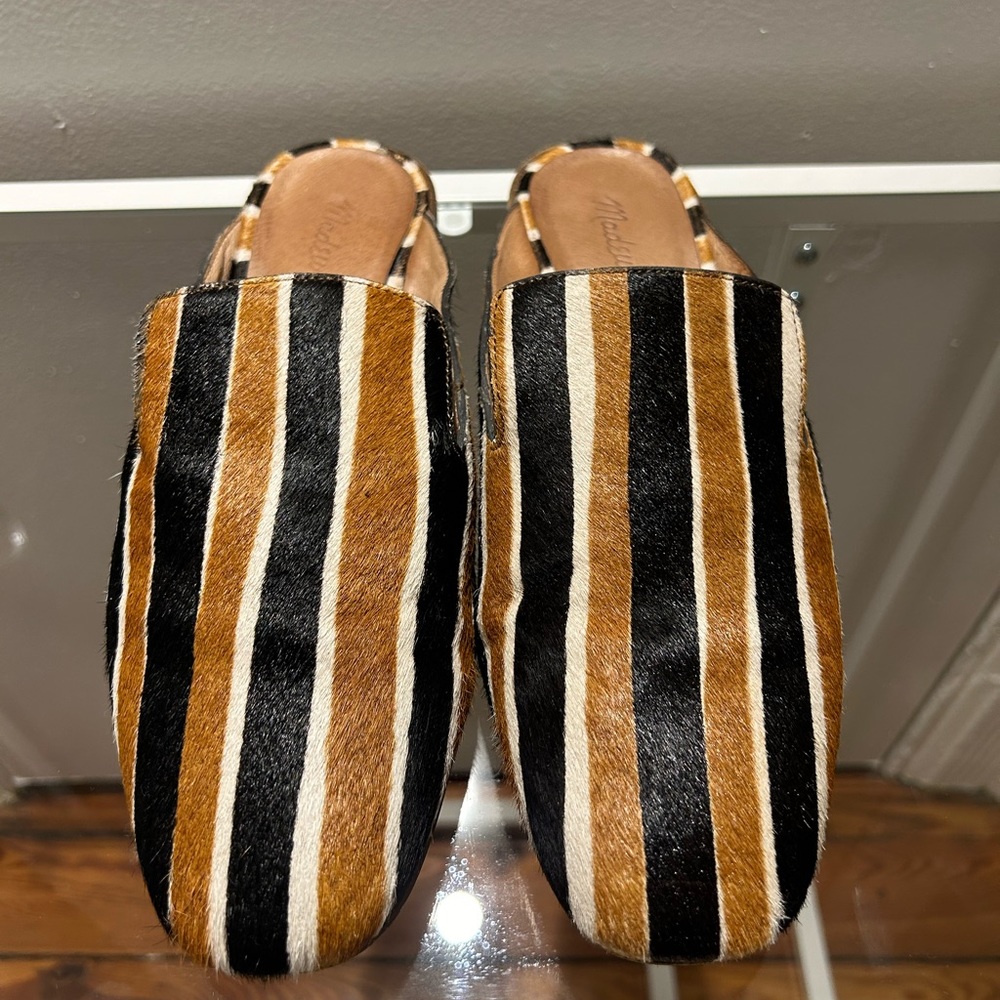 Madewell Willa loafer mule in striped calf hair
